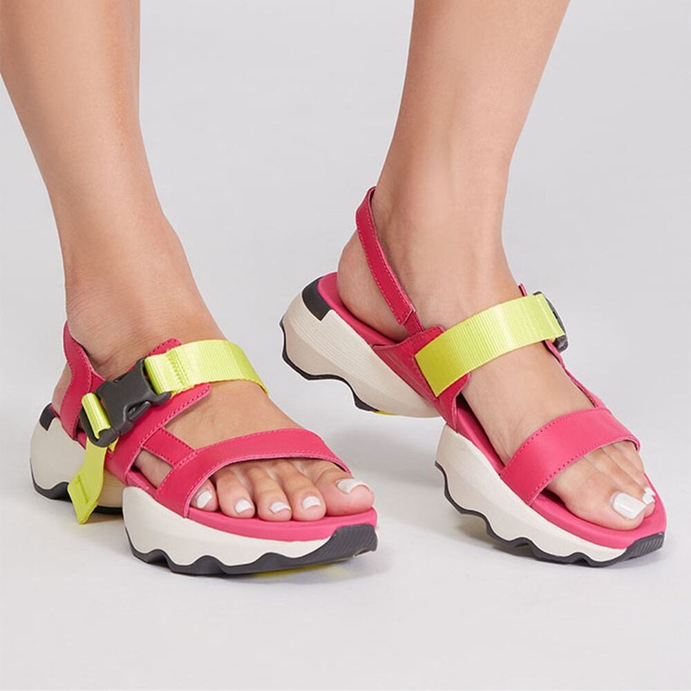 NEW Sorel Kinetic Impact Pink & Neon Yellow Outdoor Performance Sling Sandals